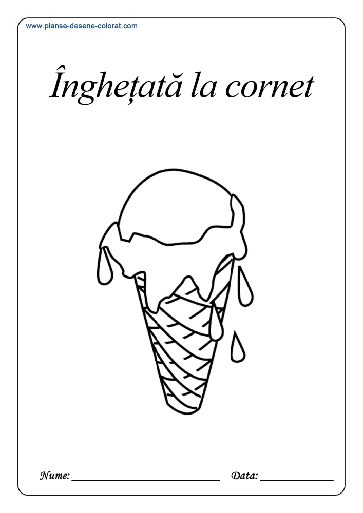 desene de colorat cu dulciuri inghetata la cornet